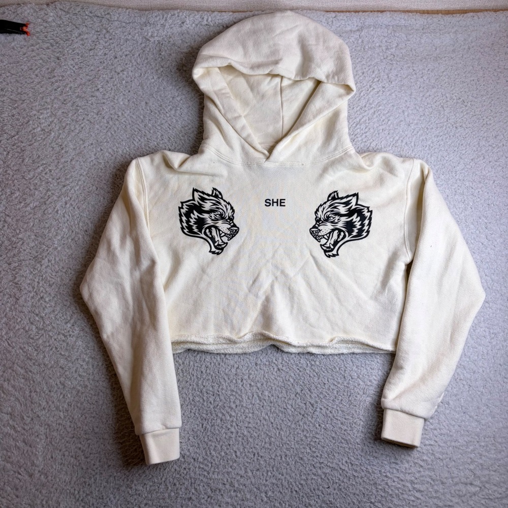 Darc Sport SHE Wolf Cropped Hoodie Cream Limited Edition 284/500 Medium